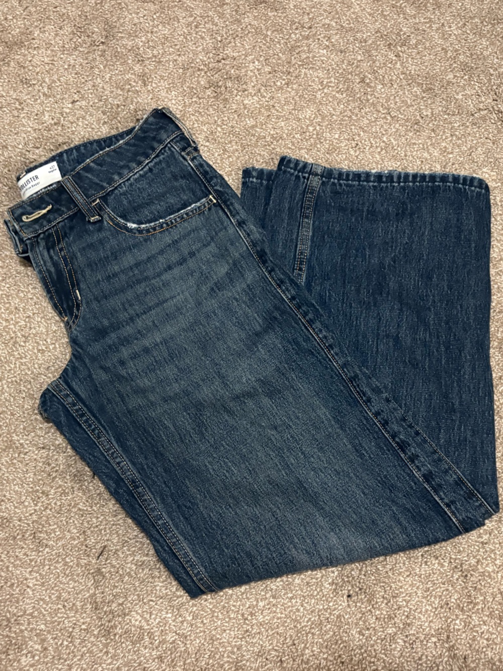 Hollister Women’s Low-Rise Baggy Dark Blue Denim Jeans